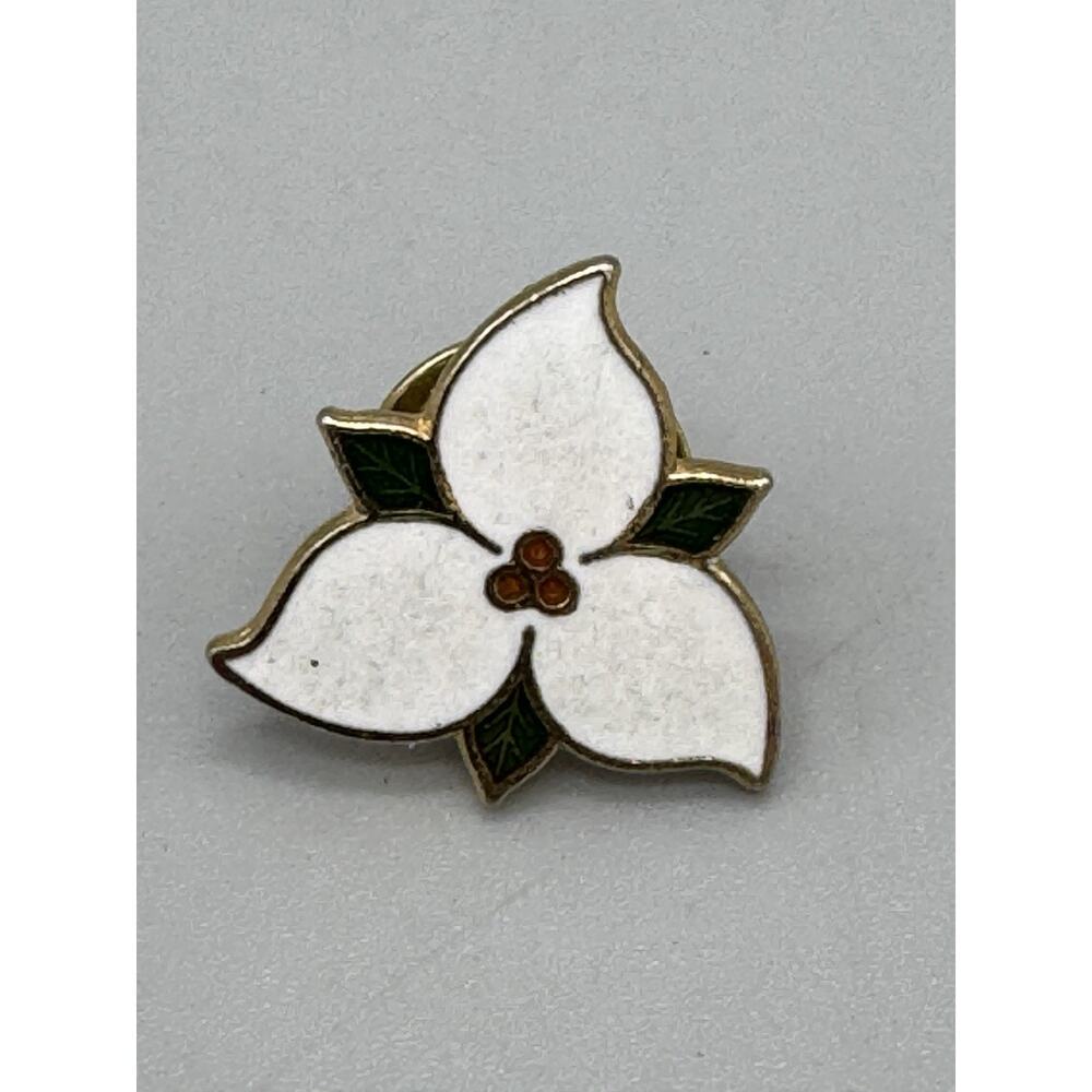 Vintage ONTARIO Trillium Flower Enamel Lapel Pin READ DETAILS